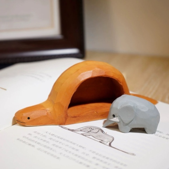 Handmade Wood Carving Elephant Inside Boa Figurine Inspired Decoration - Picture 4 of 5